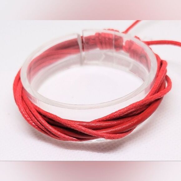 Men's bracelet leather layered red new e94 - Picture 1 of 1